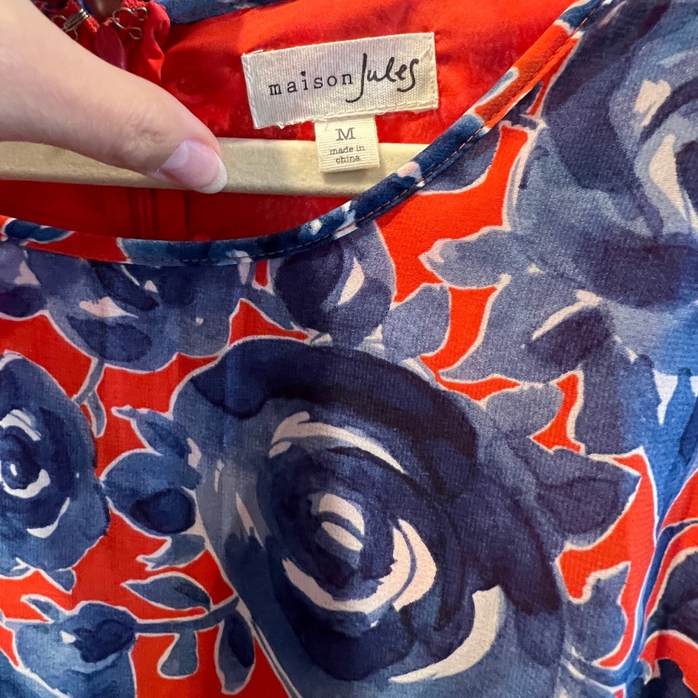 Blue & Red Floral Dress - Medium - Picture 3 of 3